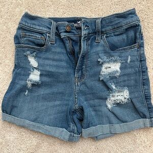 Hollister Distressed Rolled Cuff Denim Shorts - Blue